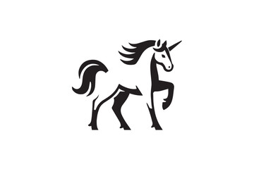  black and white simple unicorn vector silhouette 