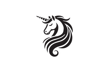  black and white simple unicorn vector silhouette 