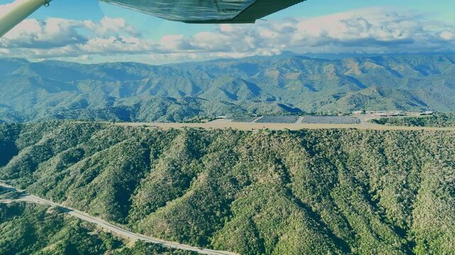 Aerial view of Oscar Machado Zuloaga airport in Caracas. Venezuela