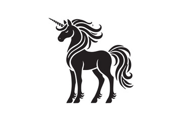  black and white simple unicorn vector silhouette 