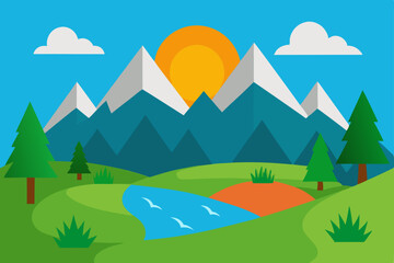 Obraz premium landscape with mountains and trees