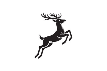  black and white simple deer leaping vector silhouette 