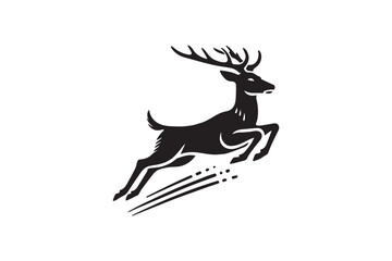  black and white simple deer leaping vector silhouette 