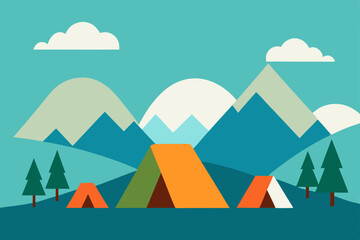 Naklejka premium vector illustration of a mountain landscape