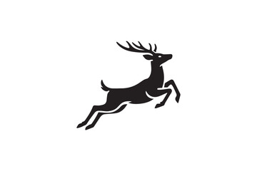  black and white simple deer leaping vector silhouette 