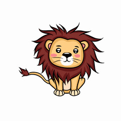 cute lion cartoon character style 