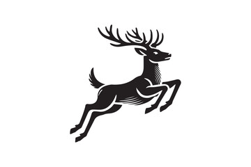  black and white simple deer leaping vector silhouette 
