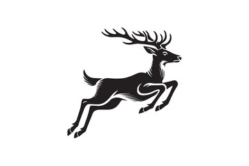  black and white simple deer leaping vector silhouette 