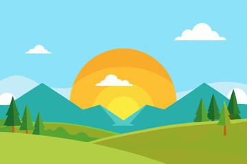 landscape with mountains and blue sky