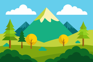 Obraz premium mountain landscape with trees and clouds