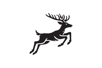  black and white simple deer leaping vector silhouette 