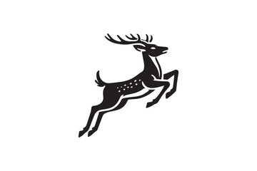  black and white simple deer leaping vector silhouette 