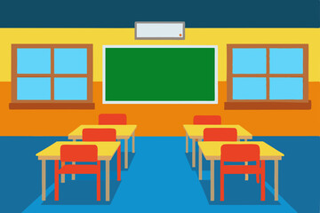 school desk with books