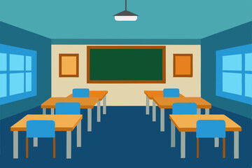 Fototapeta premium 3d render of a classroom with a table