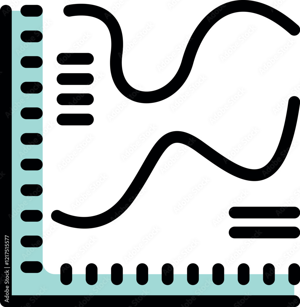 Poster visual representation of fluctuating data analysis using a graph with lines, measurement indicators,