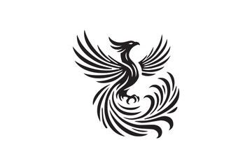  black and white simple phoenix vector silhouette 