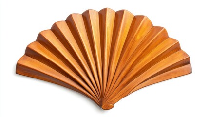 This intricately designed wooden fan showcases beautiful craftsmanship. Its elegant lines and warm tones add a touch of sophistication. Discover the art of design. Generative AI