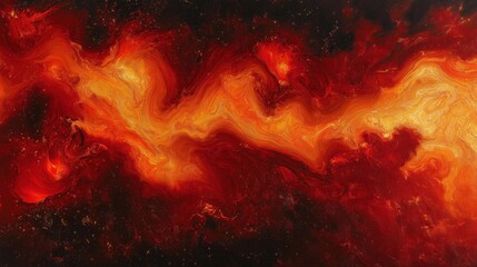 Fototapeta premium Fiery nebula swirling with glowing orange and red cosmic patterns