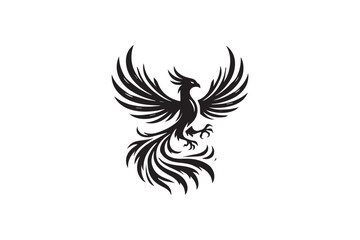 Obraz premium black and white simple phoenix vector silhouette 