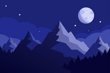 Fototapeta premium night landscape with mountains