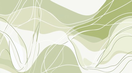 Fototapeta premium Abstract green and white background design with intertwined lines flowing across the canvas, creating a sense of movement and depth, suitable for various design projects