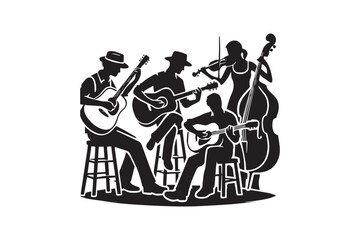  black and white simple musician playing instrument vector silhouette 