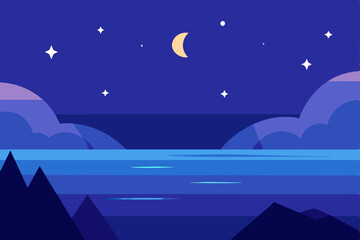 Fototapeta premium night landscape with moon