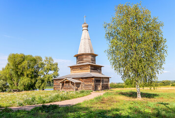 Wooden orthodox church of the Assumption at Vitoslavlitsy village, Veliky Novgorod, Russia