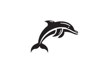 black and white simple dolphin  vector silhouette 