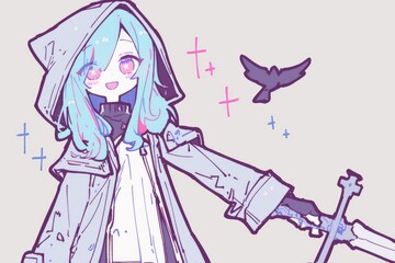 Anime Girl With Sword And Flying Bird