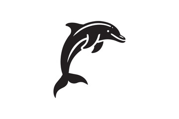  black and white simple dolphin  vector silhouette 