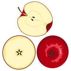  red apple top view, Red ripe apple isolated.