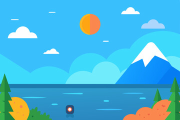 autumn landscape with trees and mountains