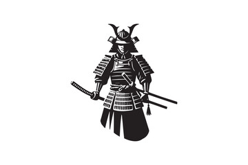  black and white simple samurai warrior vector silhouette 