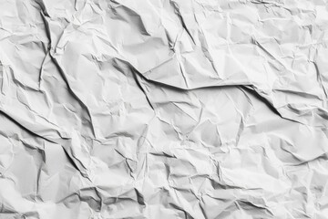 Obraz premium Crumpled white paper fills the frame, creating a textured and abstract background with its wrinkled and messy surface. The design offers a unique, monochrome aesthetic