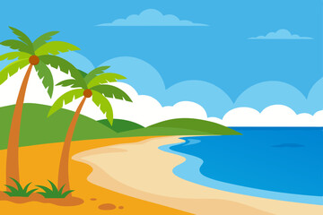 tropical beach with palm trees