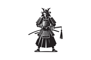  black and white simple samurai warrior vector silhouette 