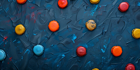 Creative Wax Seals in Bright Colors on Blue Background with Paint Accents

