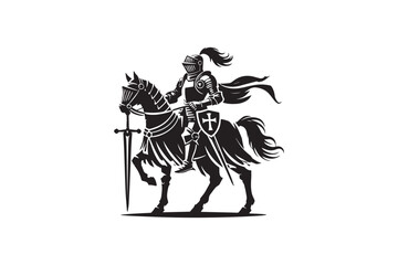 black-and-white simple Knight vector silhouette 