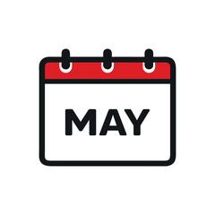 Calendar icon, minimalist design, red and white color scheme, 