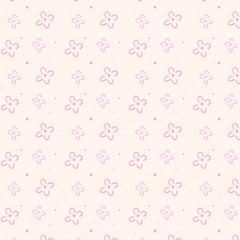 Hand drawn flower doodle seamless pattern. Cute simple floral background. Spring summer floral print fabric.