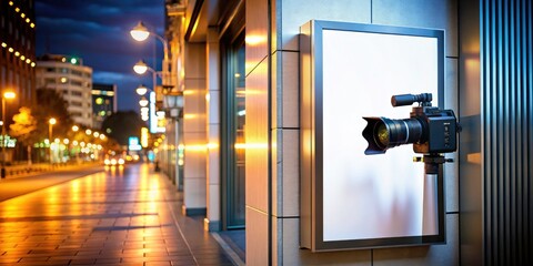 9x16 vertical poster mockup: captivating nighttime scene enhanced by a realistic camcorder interface.