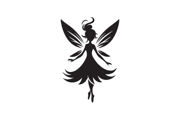  black-and-white simple fairy princes vector silhouette 