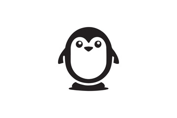straightforward and understated black-and-white simple baby penguin vector silhouette isolated on a white background 