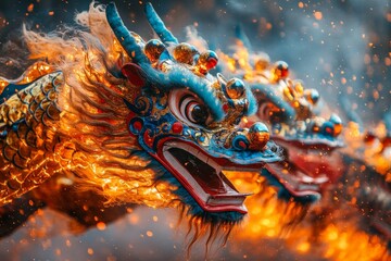 Vibrant dragon dance captures the energy and spirit of a cultural celebration in a festival setting