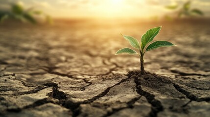 Resilience of Life: A Tiny Sprout in a Dried-Up Land