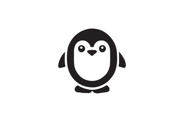 straightforward and understated black-and-white simple baby penguin vector silhouette isolated on a white background 