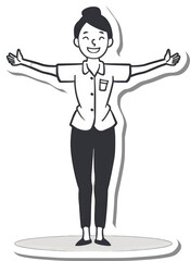 Happy Woman Welcoming With Open Arms