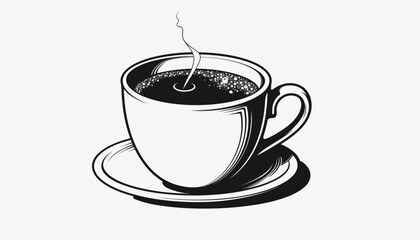 Steaming coffee cup on saucer, cozy morning refreshment