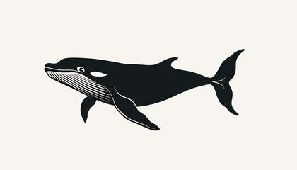 Fototapeta premium Stylized whale swimming gracefully in calm water, marine conservation